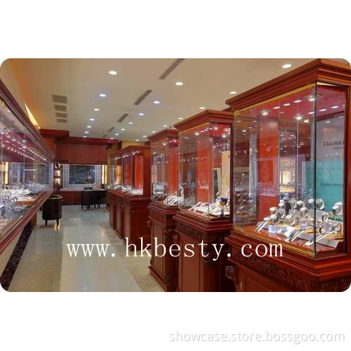 Fashion style jewellery display case and cabinet with LED lights